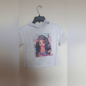 White t shirt with hood size 14 girl